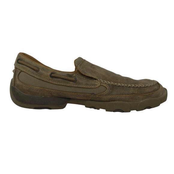 Twisted X Brown Leather Work Slip On Driving Moc Loafers main image 15